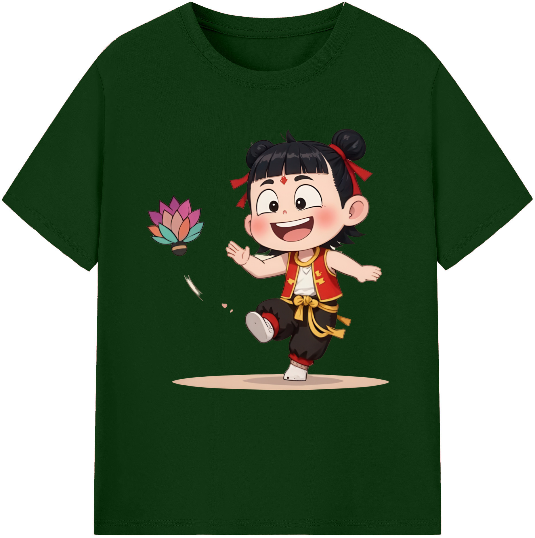 （画像用） Ne Zha 2 ナタ 魔童の大暴れ 綿100％半袖Tシャツ（フロントプリント）